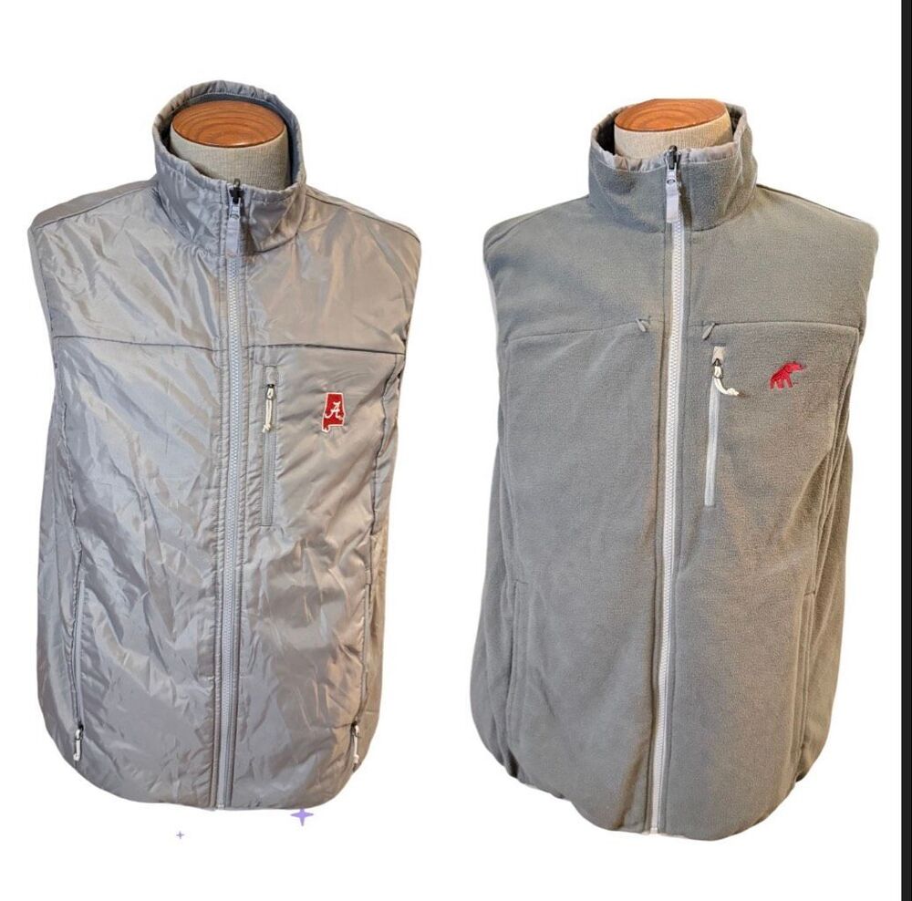 Alabama Crimson Tide Reversible Vest Full Zip Fleece Medium Golf Outdoors Footba